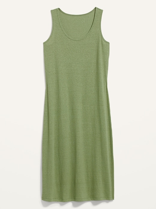 View large product image 2 of 3. Sleeveless Rib-Knit Linen-Blend Midi Shift Dress