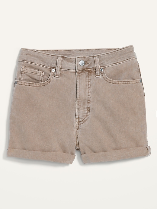 Image number 4 showing, High-Waisted O.G. Straight Mineral-Dye Jean Shorts -- 3-inch inseam