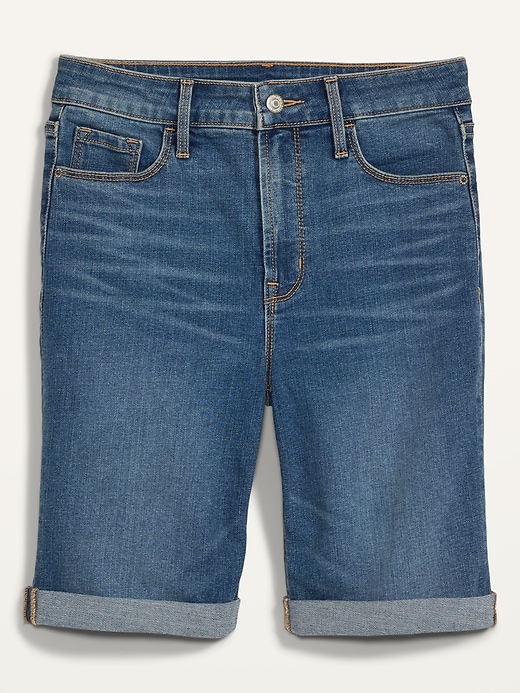 Image number 4 showing, High-Waisted Cuffed Bermuda Jean Shorts -- 9-inch inseam
