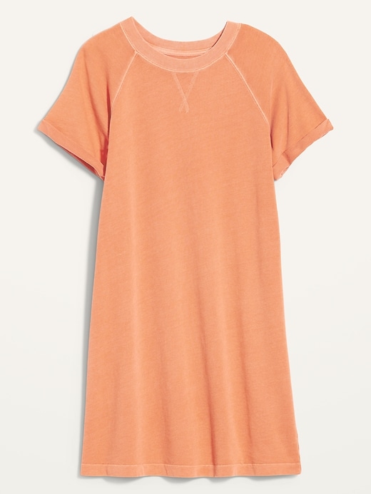 View large product image 2 of 3. Short-Sleeve Specially Dyed French-Terry Mini Sweatshirt Shift Dress