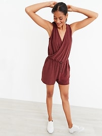 View large product image 3 of 3. Breathe ON Cross-Front V-Neck Romper -- 3.5-inch inseam