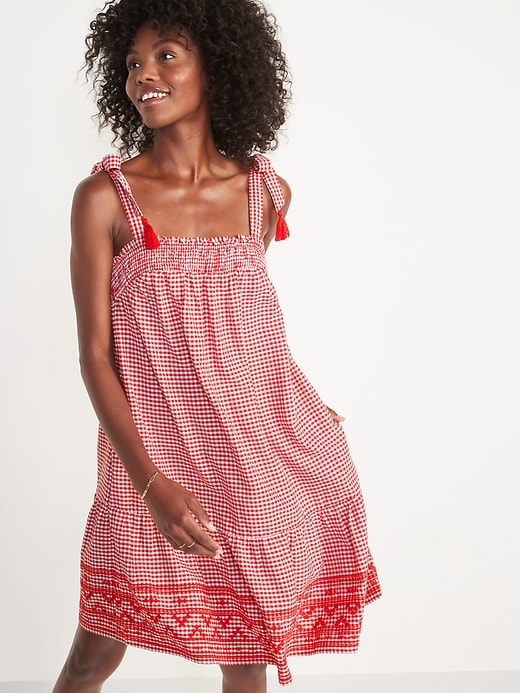 Image number 4 showing, Sleeveless Tiered Gingham Swing Mini Dress