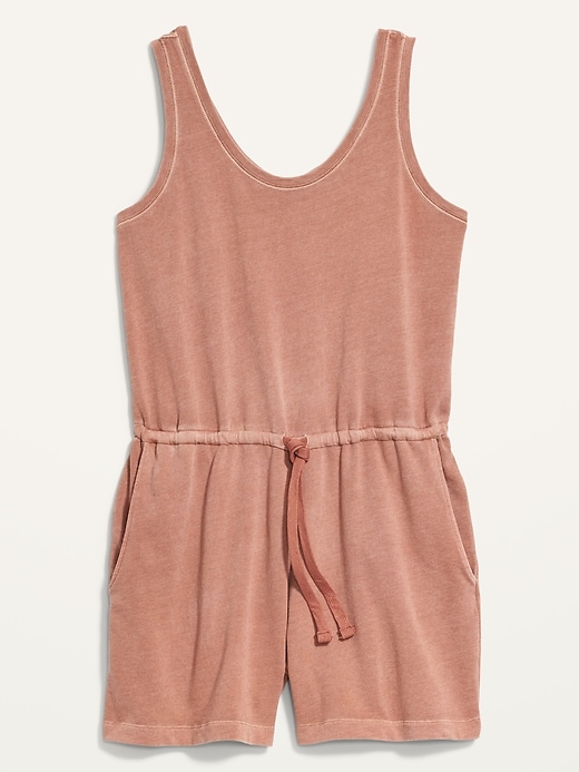 Image number 1 showing, Sleeveless Specially-Dyed French-Terry Romper -- 4-inch inseam