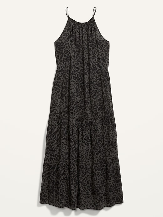 Image number 1 showing, Sleeveless Tiered Leopard-Print Maxi Swing Dress