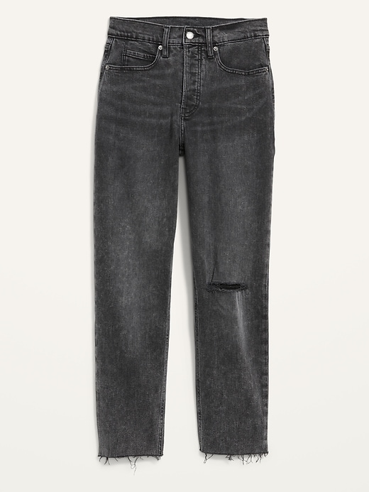 Image number 4 showing, Curvy Extra High-Waisted Button-Fly Sky-Hi Straight Cut-Off Jeans