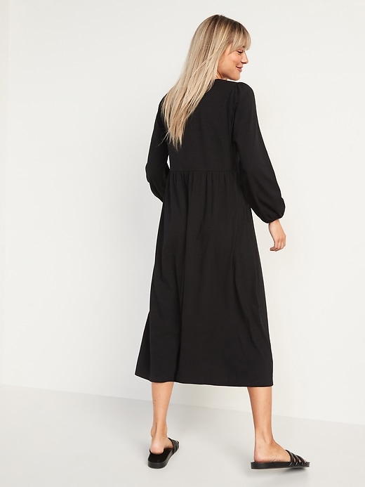 Image number 6 showing, Long-Sleeve Fit & Flare Slub-Knit Midi Dress