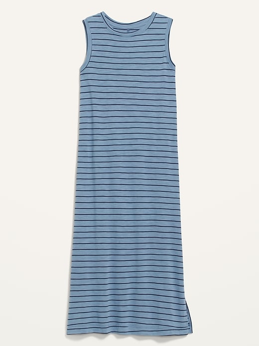 View large product image 1 of 2. Vintage Sleeveless Striped Slub-Knit Midi Shift Dress