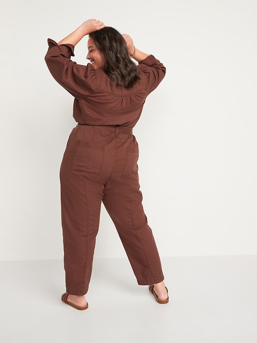 Image number 8 showing, Long-Sleeve Zip-Front Cropped Utility Jumpsuit