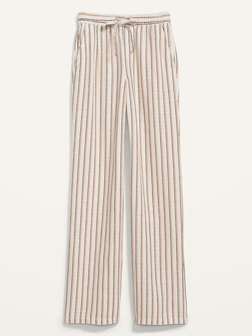 Image number 1 showing, High-Waisted Linen-Blend Wide-Leg Pants