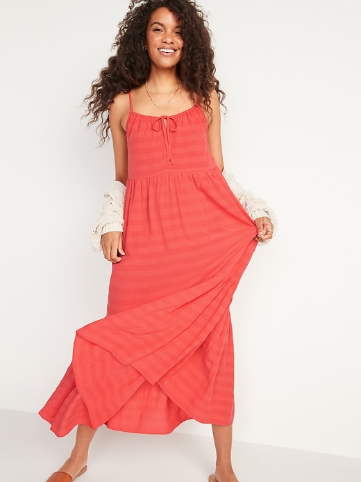 Image number 2 showing, Tiered Tie-Front Maxi Swing Sundress