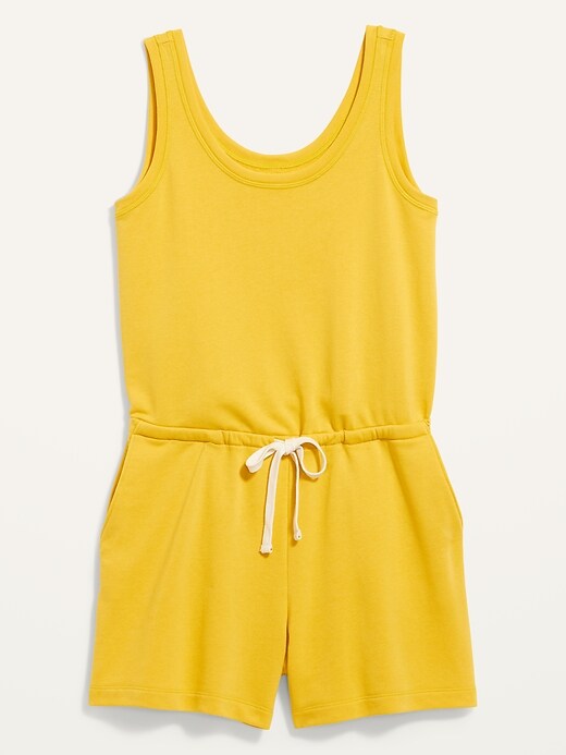 Image number 3 showing, Waist-Defined Sleeveless French Terry Beach Beach Romper -- 4-inch inseam