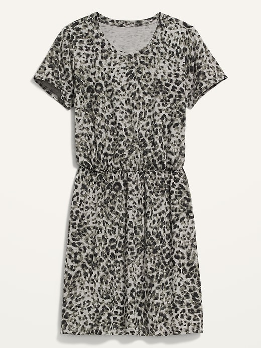 View large product image 2 of 3. Waist-Defined Slub-Knit Mini T-Shirt Dress