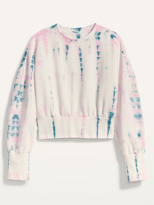 View large product image 2 of 2. Loose Tie-Dye Cropped Crew-Neck Sweatshirt