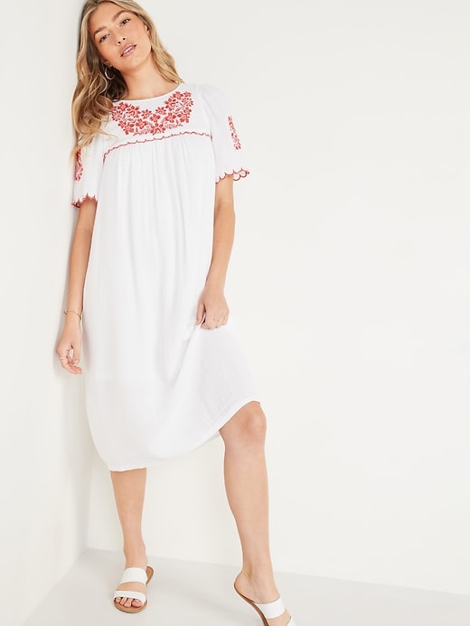Image number 4 showing, Embroidered Midi Swing Dress