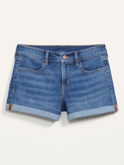 Image number 4 showing, Mid-Rise Dark-Wash Jean Shorts -- 3-inch inseam