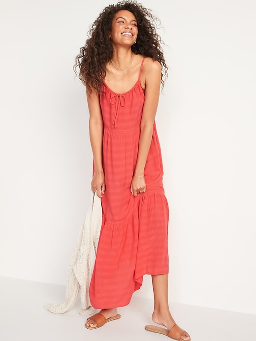 Image number 4 showing, Tiered Tie-Front Maxi Swing Sundress