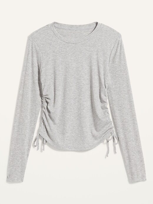 Image number 4 showing, UltraLite Rib-Knit Side-Cinch Long-Sleeve Top