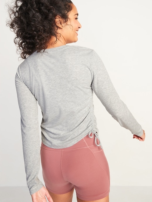 Image number 6 showing, UltraLite Rib-Knit Side-Cinch Long-Sleeve Top