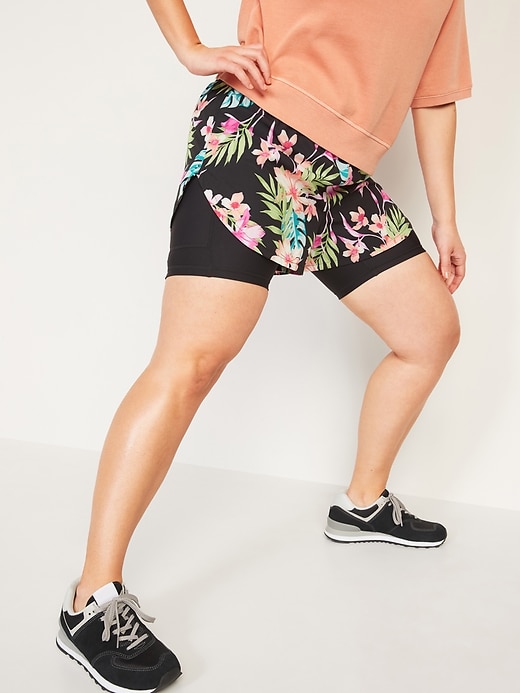 Image number 1 showing, High-Waisted 2-in-1 StretchTech Run Shorts + Biker Shorts -- 3-inch inseam