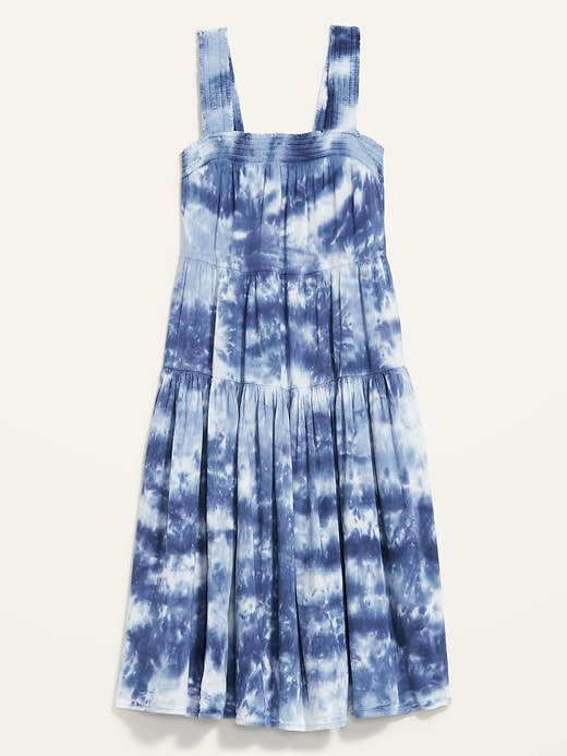 View large product image 2 of 3. Sleeveless Smocked Tie-Dye Midi Swing Dress