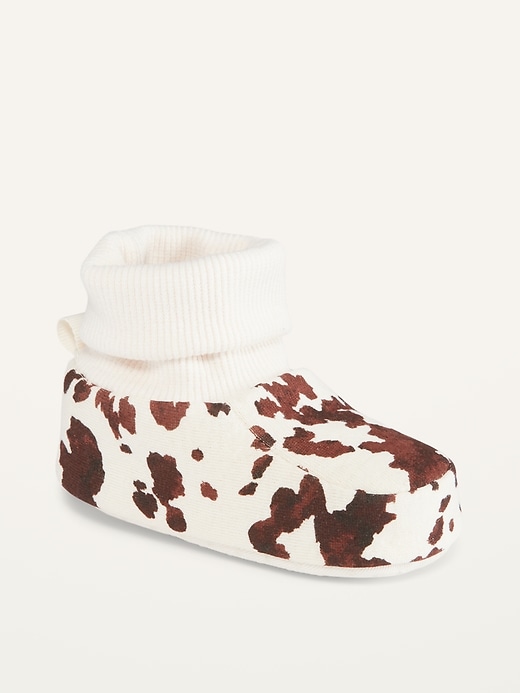 View large product image 1 of 1. Unisex Soft-Knit Animal-Print Bootie Slippers for Baby