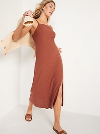 View large product image 3 of 3. Sleeveless Linen-Blend Maxi Dress