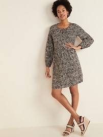 View large product image 3 of 3. Soft-Woven Keyhole Swing Dress