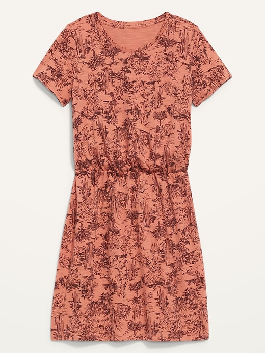 View large product image 2 of 2. Waist-Defined Slub-Knit Mini T-Shirt Dress