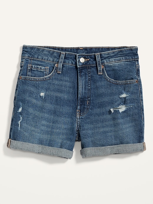Image number 4 showing, High-Waisted O.G. Straight Ripped Jean Shorts -- 3-inch inseam