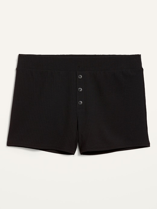 Image number 4 showing, High-Waisted Sunday Sleep Rib-Knit Boxer Shorts -- 2-inch inseam