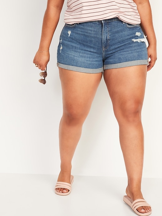 Image number 7 showing, High-Waisted O.G. Straight Ripped Jean Shorts -- 3-inch inseam