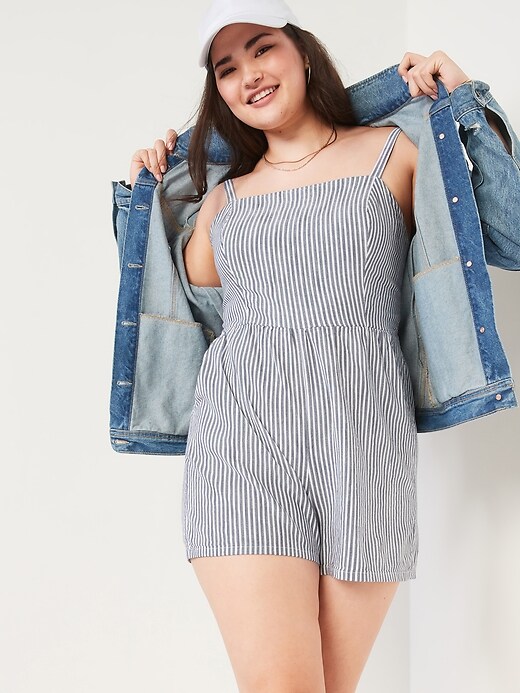Image number 3 showing, Striped Cami Romper --3.5-inch inseam