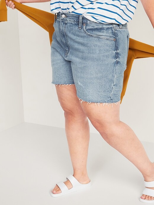Image number 7 showing, High-Waisted Slouchy Straight Cut-Off Jean Shorts -- 5-inch inseam