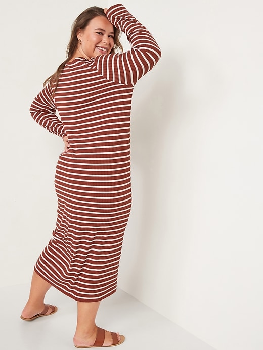 Image number 8 showing, Striped Rib-Knit Cardigan Sweater Midi Dress