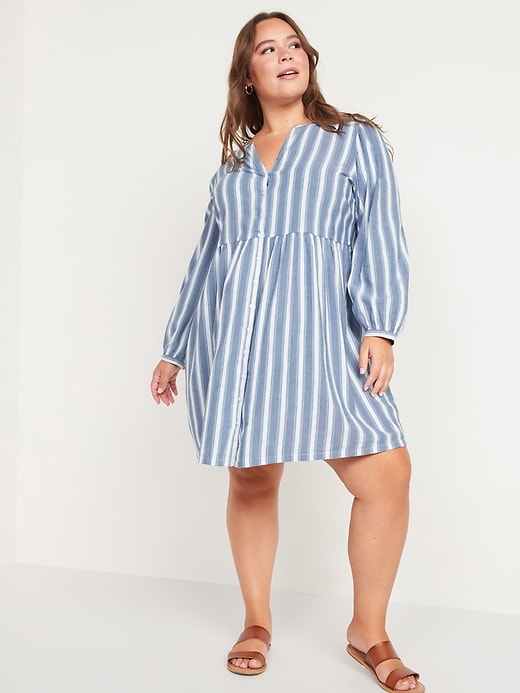 Image number 6 showing, Long-Sleeve Button-Down Mini Swing Dress