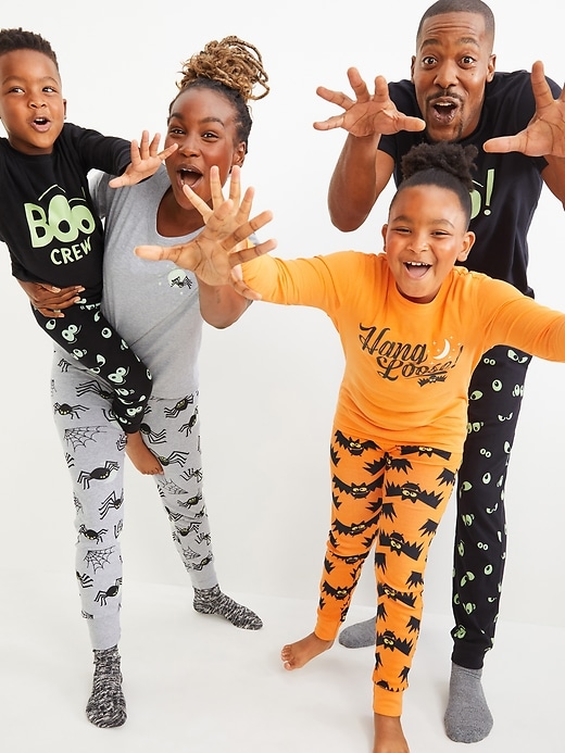 View large product image 2 of 2. Gender-Neutral Halloween Matching Graphic Snug-Fit Pajama Set For Kids