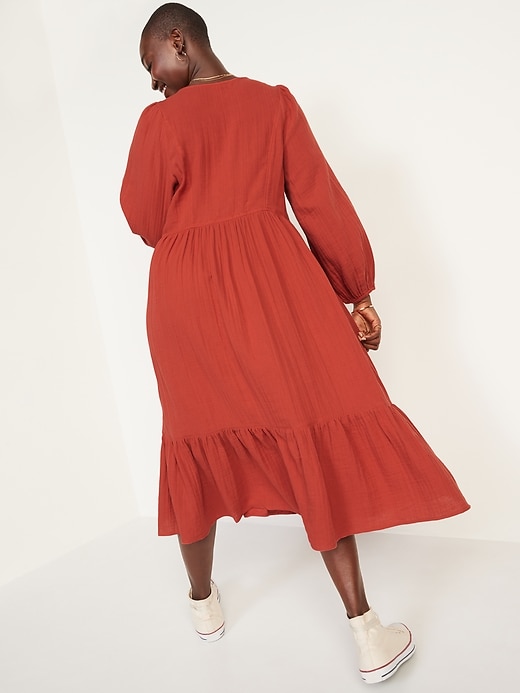 Image number 2 showing, Long-Sleeve Fit & Flare Tiered Midi Dress for Women