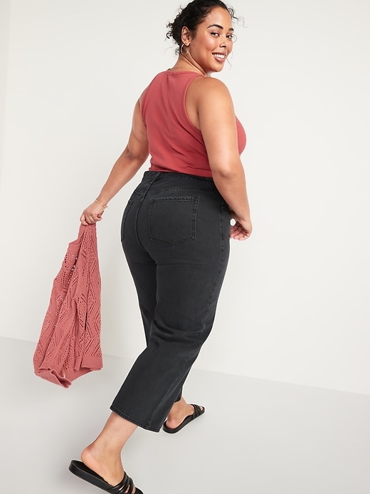 Image number 8 showing, Extra High-Waisted Cropped Wide-Leg Black Jeans