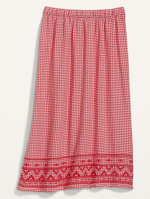 Image number 3 showing, Embroidered Gingham Midi Swing Skirt