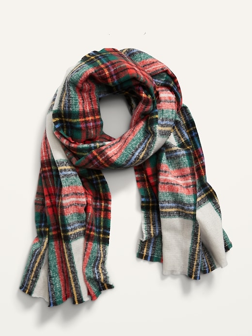 View large product image 2 of 2. Plaid Flannel Blanket Scarf For Women