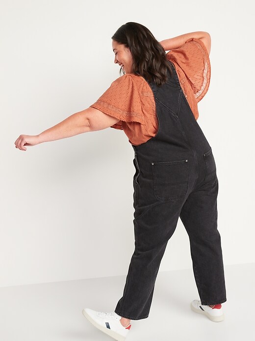 Image number 8 showing, Slouchy Straight Black Jean Overalls