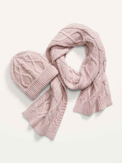 Image number 4 showing, 2-Pack Cable-Knit Beanie And Scarf Set For Women