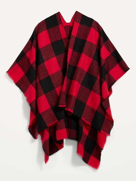 View large product image 2 of 2. Cozy Flannel Poncho Blanket Scarf For Women
