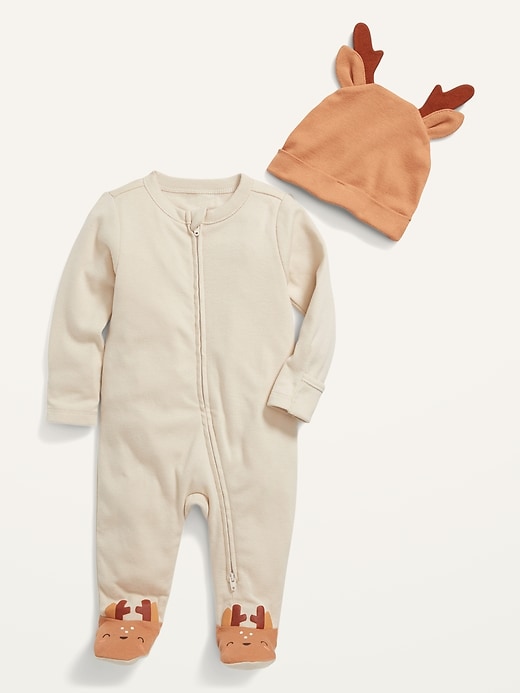 View large product image 1 of 3. Unisex 2-Piece Sleep & Play Beanie and Footed One-Piece Set for Baby