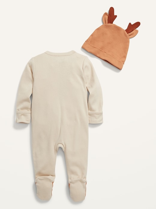View large product image 2 of 3. Unisex 2-Piece Sleep & Play Beanie and Footed One-Piece Set for Baby