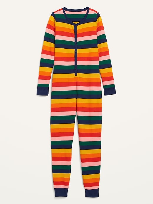 Image number 4 showing, Matching Printed Thermal-Knit One-Piece Pajamas