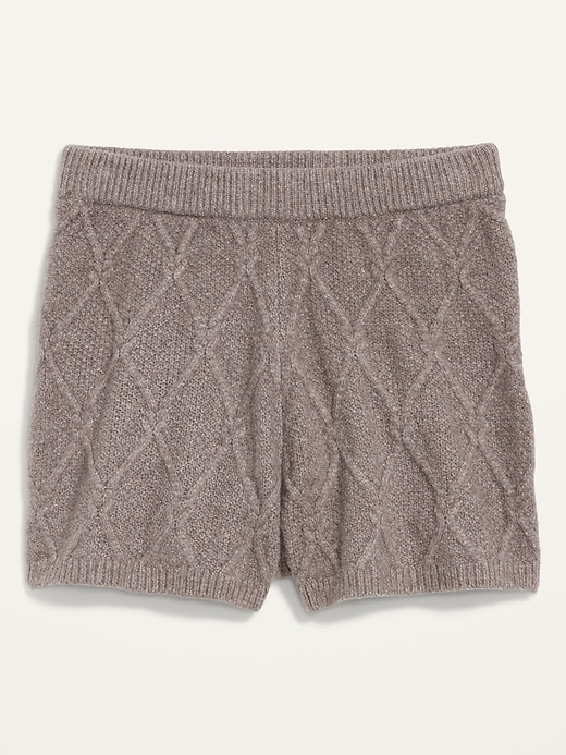 Image number 4 showing, High-Waisted Diamond Stitch Cable-Knit Shorts -- 2-inch inseam