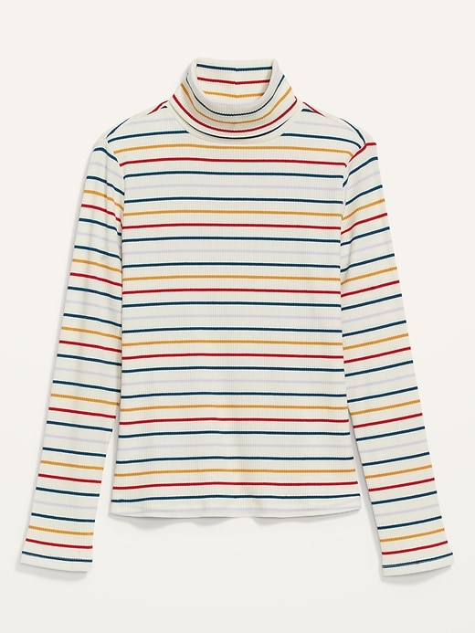 Image number 4 showing, Striped Rib-Knit Long-Sleeve Turtleneck Top for Women