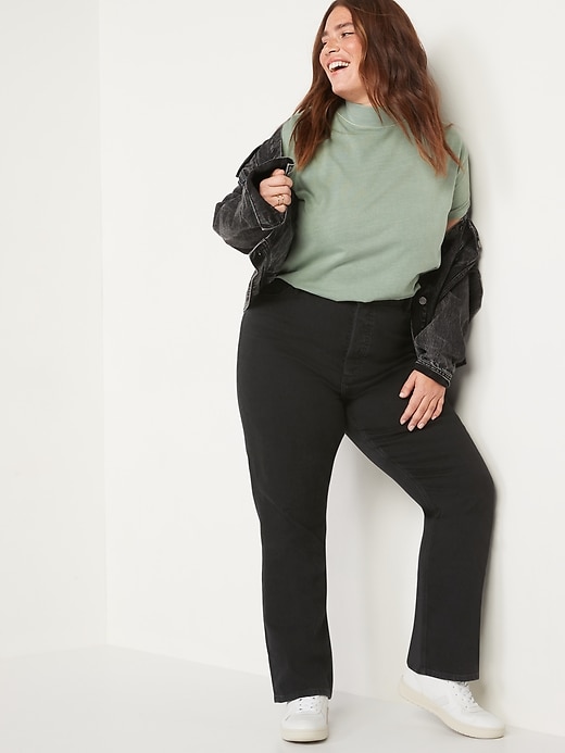 Image number 3 showing, Extra High-Waisted Button-Fly Kicker Boot-Cut Black Jeans for Women