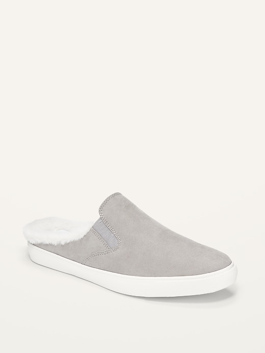 Image number 1 showing, Faux-Fur-Lined Slip-On Mules